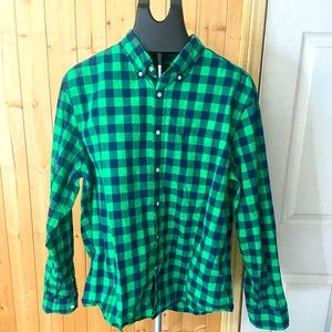 Green plaid American eagle button up